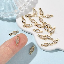 SHEGRACE Brass Pave Clear Cubic Zirconia Teardrop Connector Charms&nbsp;XGRQ2O545-449G