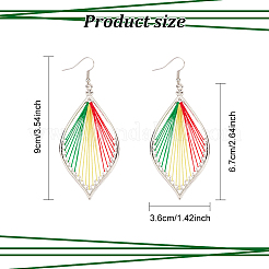 3 Pair 3 Color Bohemia Woven Leaf Dangle Earrings&nbsp;EJEW-AN0001-14