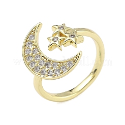 Brass Micro Pave Cubic Zirconia Cuff Rings for Women&nbsp;RJEW-D322-04G