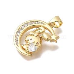 Brass Micro Pave Clear Cubic Zirconia Pendants&nbsp;KK-D431-055G