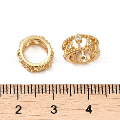 Rack Plating Brass Cubic Zirconia Beads&nbsp;KK-K349-06G