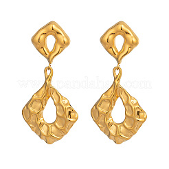 304 Stainless Steel Rhombus with Fold Charm Dangle Stud Earrings&nbsp;VS6054