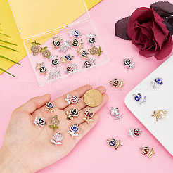 32Pcs 8 Colors Alloy Rhinestone Pendants. Flower Charms&nbsp;FIND-PH0027-15