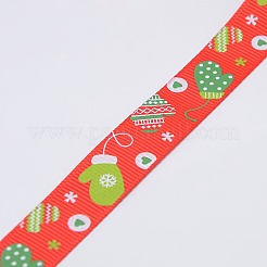 Christmas Gloves Printed Grosgrain Ribbon for Christmas Gift Package&nbsp;SRIB-D009-9mm-01