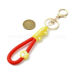 Cat Paw Print PVC & Iron Alloy Lobster Claw Clasp Keychain&nbsp;KEYC-JKC01105-01