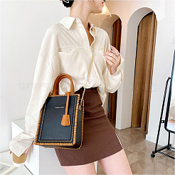 DIY Rectangle PU Leather Knitting Crochet Bags&nbsp;GN-TAC0003-08C