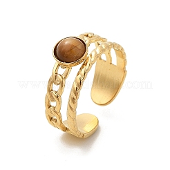 Natural Tiger Eye Finger Rings&nbsp;RJEW-K290-07G