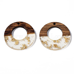 Transparent Resin & Walnut Wood Pendants&nbsp;RESI-S389-036A-B05