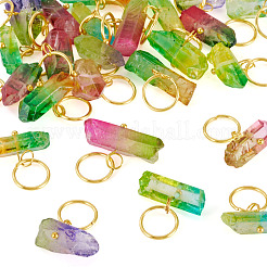 30Pcs 6 Styles Electroplated Natural Quartz Crystal Pendants&nbsp;PALLOY-TAC0228