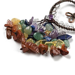 Wire Wrapped Brass Owl & Natural Quartz Crystal Pendant Decoration&nbsp;HJEW-C006-01A