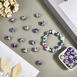30Pcs Printed Round with Flower Pattern Silicone Focal Beads&nbsp;SIL-SC0002-84J