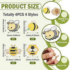 4Pcs 4 Styles Bees Enamel Pins&nbsp;JEWB-TA0001-36