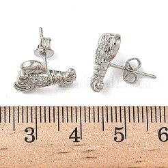 Brass Micro Pave Clear Cubic Zirconia Stud Earrings&nbsp;EJEW-A145-03B-P