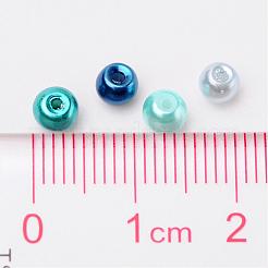 Carribean Blue Mix Pearlized Glass Pearl Beads&nbsp;HY-X006-4mm-03