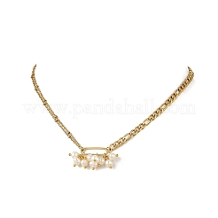 Potato Natural Pearl Cluster Pendant 304 Stainless Steel Mixed Chain Necklaces&nbsp;NJEW-JN06599