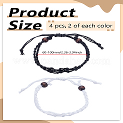 4Pcs 2 Colors Adjustable Waxed Cord Braided Bead Bracelets&nbsp;BJEW-LP0001-40