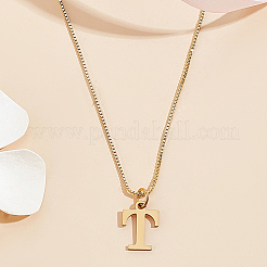 1pc 304 Stainless Steel Letter Pendant Necklaces&nbsp;NJEW-LP0001-38T-G