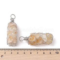 Rack Plating Copper Wire Wrapped Natural Citrine Chip Big Pendants&nbsp;G-C130-01P-05