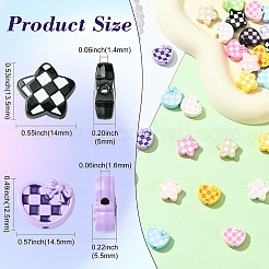 36Pcs 18 Styles Hounds Tooth Pattern Paint Alloy Beads&nbsp;FIND-CJ0003-27