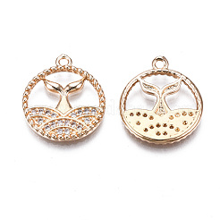 Brass Micro Pave Clear Cubic Zirconia Pendants&nbsp;KK-S359-093-RS
