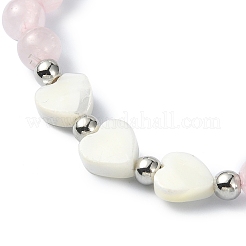 Natural Rose Quartz Round Beaded Bracelets&nbsp;BJEW-JB09878-02