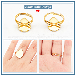 DIY Adjustable Ring with Teardrop Dome Making Kit&nbsp;KK-CA0003-36