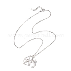 3Pcs 3 Styles 304 Stainless Steel Empty Macrame Pouch Star Moon Pendant Cable Chain Necklace Making&nbsp;NJEW-JN05281