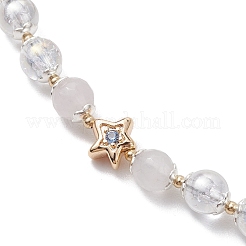 6mm Round Natural Selenite & Glass Crackle Bead Link Bracelets&nbsp;BJEW-JB10359
