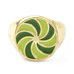 Pinwheel Pattern Alloy Enamel Finger Rings&nbsp;RJEW-Z008-15LG-C