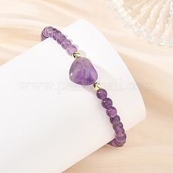 Adjustable Natural & Synthetic Mixed Gemstone Heart and Round Braided Bead Bracelets for Women&nbsp;BJEW-JB14511