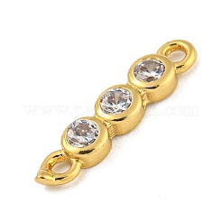 Brass Pave Cubic Zirconia Three Flat Round Links Connector Charms&nbsp;KK-P277-52A-A