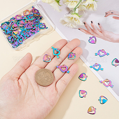 60Pcs 2 Style Rack Plating Rainbow Color 304 Stainless Steel Pendants&nbsp;STAS-DC0008-42