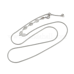 Adjustable 304 Stainless Steel Leaf Link Slider Lariat Necklaces for Women&nbsp;NJEW-B133-01P