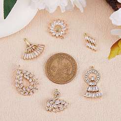 6Pcs 6 Style Brass Micro Pave Clear Cubic Zirconia Pendants&nbsp;KK-SZ0005-43