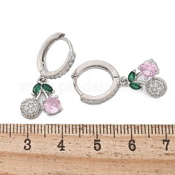 Brass Micro Pave Cubic Zirconia Hoop Earrings&nbsp;EJEW-R016-15P