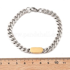 304 Stainless Steel Curb Link  Chain Bracelets for Women Men&nbsp;BJEW-F488-11PG