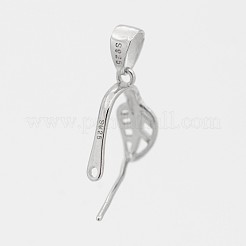 Anti-Tarnish Trendy Rhodium Plated 925 Sterling Silver Pinch Bails&nbsp;STER-M088-10B