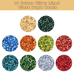 4000Pcs 10 Colors 8/0 Glass Bugle Beads&nbsp;SEED-YW0002-69
