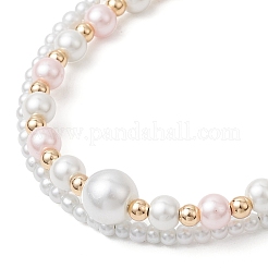 Glass Pearl Round Beaded Multi-strand Bracelets&nbsp;BJEW-JB11918-04