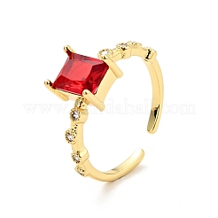 Cubic Zirconia Rectangle Open Cuff Ring&nbsp;RJEW-G255-01G