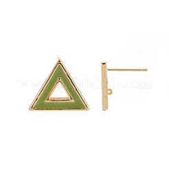 Brass with Enamel Stud Earring Findings&nbsp;KK-S356-673G-NF