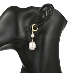 Oval Shell Pearl Drop Earrings&nbsp;EJEW-JE07361-01