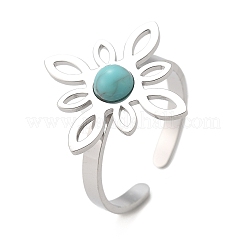 Synthetic Turquoise Finger Rings&nbsp;RJEW-I110-02P-02