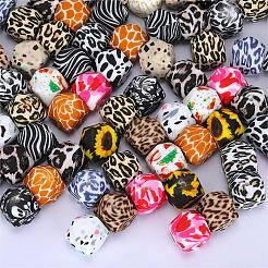 Colorful Pattern Printed Silicone Focal Beads&nbsp;LS-SI-JX0022A-16