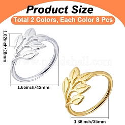 16Pcs 2 Colors Leaf Alloy Napkin Rings&nbsp;AJEW-GF0013-15