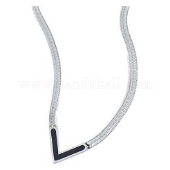 Letter V 304 Stainless Steel with Natural Shell Pendant Necklaces&nbsp;FS-WGFDEEC-04