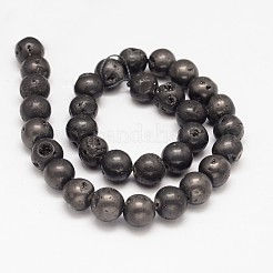 Round Electroplate Natural Quartz Crystal Bead Strands&nbsp;G-L447-09E