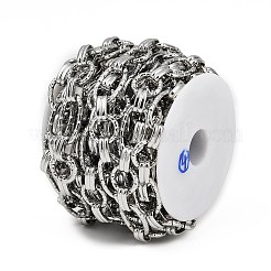 304 Stainless Steel Textured Oval with Flat Round Link Chains&nbsp;CHS-C017-01P