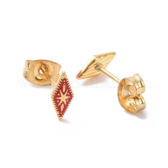 Enamel Rhombus with Star Stud Earrings with 316L Surgical Stainless Steel Pins&nbsp;EJEW-P204-02G-05