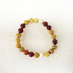 Natural Mookaite Round Beaded Stretch Bracelets&nbsp;BJEW-F203-07